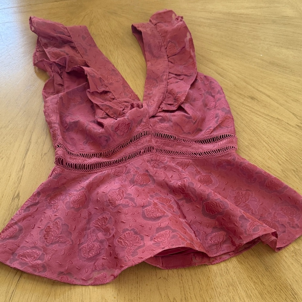 Rebecca Taylor Dusty Rose Ruffled Blouse. NWOT